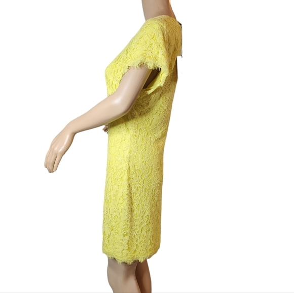 NWT Diane Von Furstenberg yellow lace Wanda Mini dress.  Size 8 - Picture 4 of 16